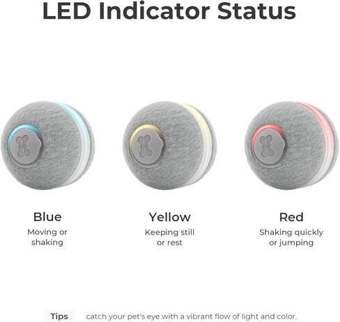 لعبة القطط التفاعلية الذكية من تشيربل، كرة دوارة نطاطة أوتوماتيكية للقطط الداخلية، كرة الحيوانات الأليفة المفعمة بالحيوية مع أضواء وجرس، رمادي in Kuwait