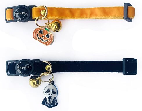 Safety Quick Release Cat Collars,Double Velvet with Bell Available in a Range Colors,Perfect for Your Kitty, Adjustable 20-30 cm (Tiger, 20-30cm) in Kuwait