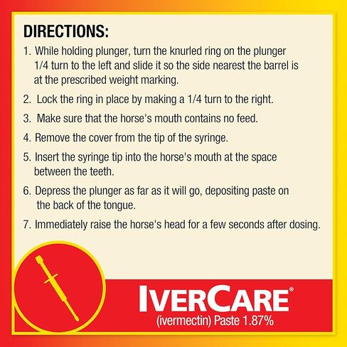 Farnam IverCare (ivermectin paste) 1.87%, Anthelmintic and Boticide, Treats Horses Up to 1500 lbs, Easy-To-Use Sure-Grip Syringe, Red Apple Flavor in Kuwait