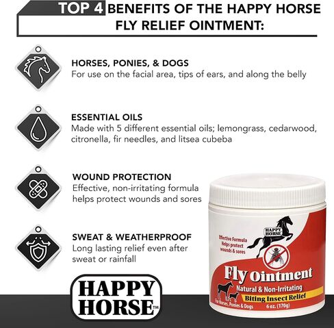 مرهم هابي هورس ريليف للخيول والمهور والكلاب، بمكونات نشطة نباتية - 6 اونصة in Kuwait
