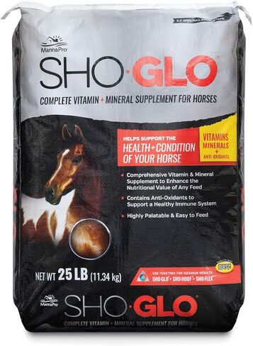 Select Series Manna Pro Sho-Glo Supplement for Horses | Complete Vitamin & Mineral Supplement for Healthy Skin & Coat | 25 Pounds in Saudi Arabia