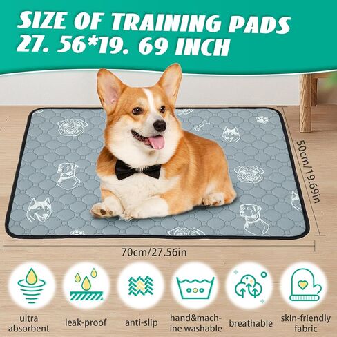 4 قطع من وسادات تبول الكلاب قابلة لإعادة الاستخدام للكلاب، وسادات للجراء قابلة للغسل، وسادة مضادة للانزلاق مقاومة للماء، سجادات تدريب ماصة ومضادة للتسرب للقعادة، والقفص، وقلم اللعب، والسرير، والأريكة (20 بوصة × 27 بوصة) in Kuwait