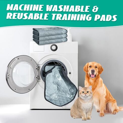 4 قطع من وسادات تبول الكلاب قابلة لإعادة الاستخدام للكلاب، وسادات للجراء قابلة للغسل، وسادة مضادة للانزلاق مقاومة للماء، سجادات تدريب ماصة ومضادة للتسرب للقعادة، والقفص، وقلم اللعب، والسرير، والأريكة (20 بوصة × 27 بوصة) in Kuwait
