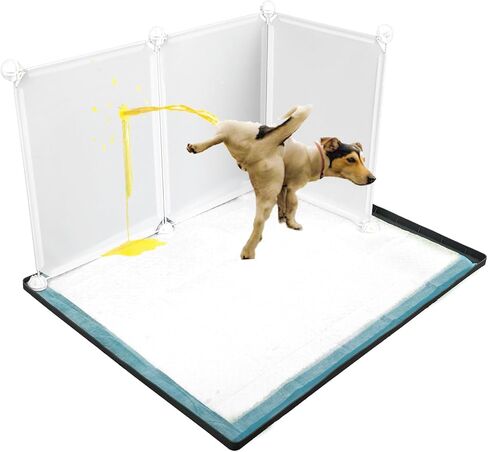 Bencacawinstyle Dog Puppy Pad Enclosure Splash Guard مع حصيرة غير قابلة للانزلاق، صينية حامل وسادة تبول مانعة للتسرب للكلاب الصغيرة تعمل مع معظم منصات التدريب وسهلة التنظيف. in Kuwait