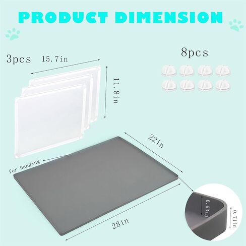 Bencacawinstyle Dog Puppy Pad Enclosure Splash Guard مع حصيرة غير قابلة للانزلاق، صينية حامل وسادة تبول مانعة للتسرب للكلاب الصغيرة تعمل مع معظم منصات التدريب وسهلة التنظيف. in Kuwait