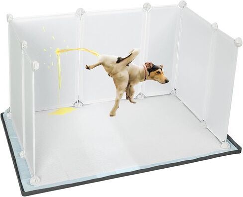 Bencacawinstyle Dog Puppy Pad Enclosure Splash Guard مع حصيرة غير قابلة للانزلاق، صينية حامل وسادة تبول مانعة للتسرب للكلاب الصغيرة تعمل مع معظم منصات التدريب وسهلة التنظيف. in Kuwait
