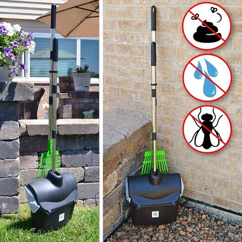 Hygena Scoop Pooper Scooper XL Large Odor Blocking Swivel Bin & Long Handle Stainless Steel Poles Rake Large Bag for Clean Pet Waste Removal in Kuwait