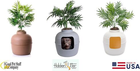 Good Pet Stuff, The Original Hidden Litter Box, Artificial Plants & Enclosed Cat Planter Litter Box, Vented & Odor Filter, Easy to Clean, Mocha Brown , 20" wide x 19 3/4" in Kuwait