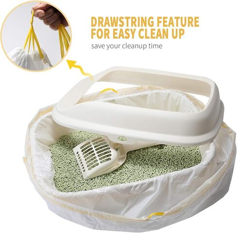 KONE Cat Litter Box Liners, 30 Count Jumbo Extra Durable Large Drawstring Kitty Litter Pan Bags Cat Waste Litter Bags Pet Cat Supplies 36" x 18" in Kuwait