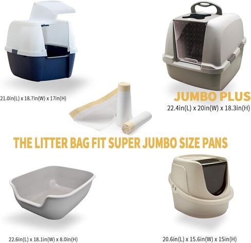 KONE Cat Litter Box Liners, 30 Count Jumbo Extra Durable Large Drawstring Kitty Litter Pan Bags Cat Waste Litter Bags Pet Cat Supplies 36" x 18" in Kuwait