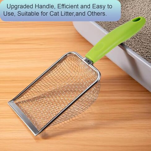 2PCS Cat Litter Scoop, Reptile Stainless Steel Fine Mesh,Litter Cleaner Corner Scoop Sand Sifter (Black and Green) in Kuwait