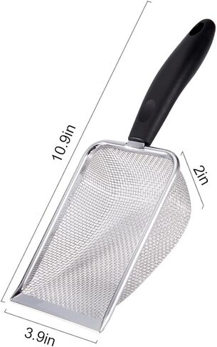 2PCS Cat Litter Scoop, Reptile Stainless Steel Fine Mesh,Litter Cleaner Corner Scoop Sand Sifter (Black and Green) in Kuwait