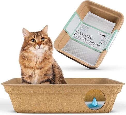 صناديق فضلات القطط للاستعمال مرة واحدة مع وسادات ماصة للرائحة والسوائل، صندوق فضلات القطط للاستعمال مرة واحدة، صندوق فضلات كبير سهل التنظيف، صندوق فضلات القطط عديم الرائحة من فولن بيتس (4 قطع) in Kuwait