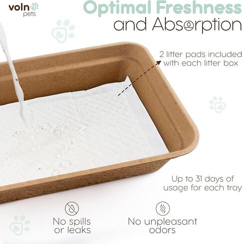 صناديق فضلات القطط للاستعمال مرة واحدة مع وسادات ماصة للرائحة والسوائل، صندوق فضلات القطط للاستعمال مرة واحدة، صندوق فضلات كبير سهل التنظيف، صندوق فضلات القطط عديم الرائحة من فولن بيتس (4 قطع) in Kuwait