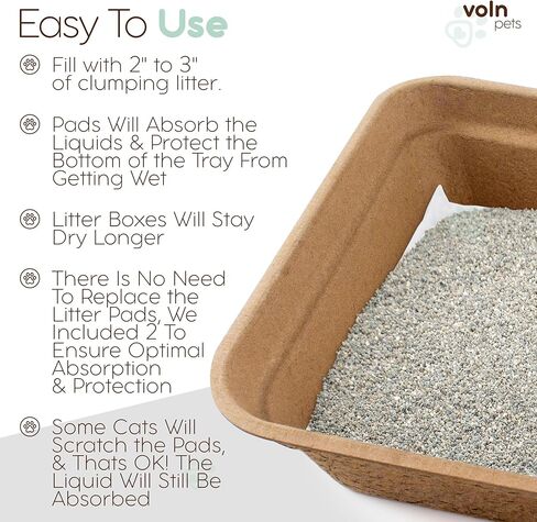 صناديق فضلات القطط للاستعمال مرة واحدة مع وسادات ماصة للرائحة والسوائل، صندوق فضلات القطط للاستعمال مرة واحدة، صندوق فضلات كبير سهل التنظيف، صندوق فضلات القطط عديم الرائحة من فولن بيتس (4 قطع) in Kuwait