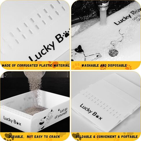 Ziliny 5 Pcs Portable Travel Litter Box 17 x 13.4 x 5.1 Inches Disposable Plastic Litter Box for Cat Foldable Kitty Litter Tray Double Layer Waterproof Litter Box for Small Pets Animals Travel Needs in Saudi Arabia