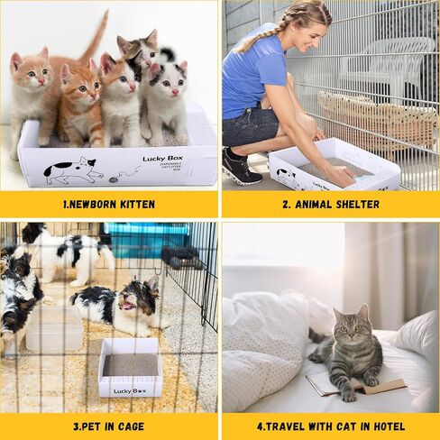 Ziliny 5 Pcs Portable Travel Litter Box 17 x 13.4 x 5.1 Inches Disposable Plastic Litter Box for Cat Foldable Kitty Litter Tray Double Layer Waterproof Litter Box for Small Pets Animals Travel Needs in Saudi Arabia