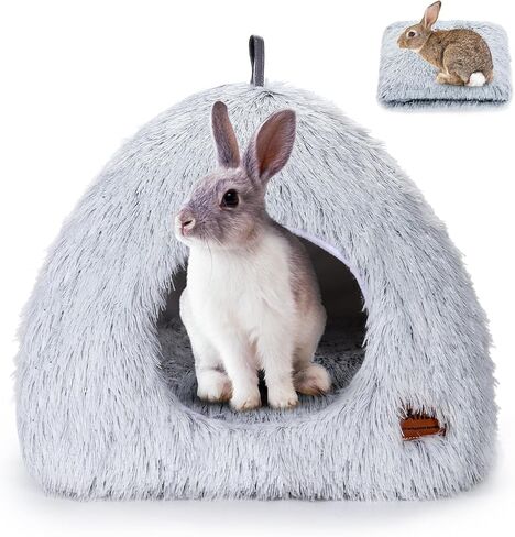 PStarDMoon Bunny Bed for Small Animals,Warm Calming Rabbit House and Hideout, Machine Washable Sleeping Rabbit Sofa Bed Bottom Breathable Soft Bunny Bed for Kittens Bunny Guinea Pigs Puppy (Style 1) in Kuwait
