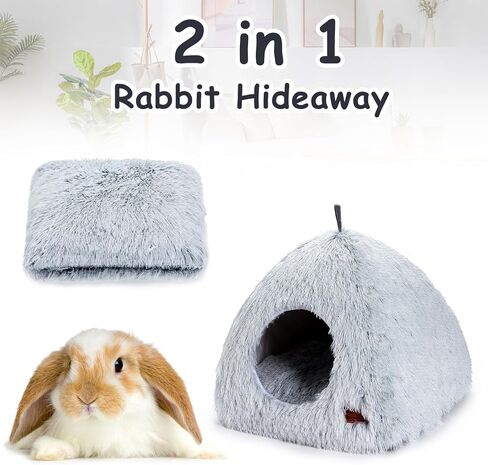 PStarDMoon Bunny Bed for Small Animals,Warm Calming Rabbit House and Hideout, Machine Washable Sleeping Rabbit Sofa Bed Bottom Breathable Soft Bunny Bed for Kittens Bunny Guinea Pigs Puppy (Style 1) in Kuwait