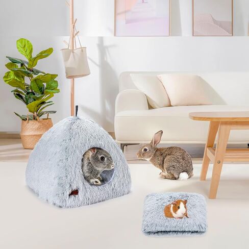 PStarDMoon Bunny Bed for Small Animals,Warm Calming Rabbit House and Hideout, Machine Washable Sleeping Rabbit Sofa Bed Bottom Breathable Soft Bunny Bed for Kittens Bunny Guinea Pigs Puppy (Style 1) in Kuwait