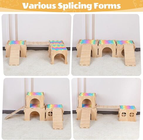 Unicorn Catcher 2 Pack Wooden Guinea Pig Hideout House with Stairs & Mats in Kuwait