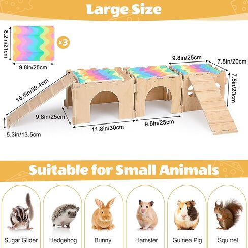 Unicorn Catcher 2 Pack Wooden Guinea Pig Hideout House with Stairs & Mats in Kuwait