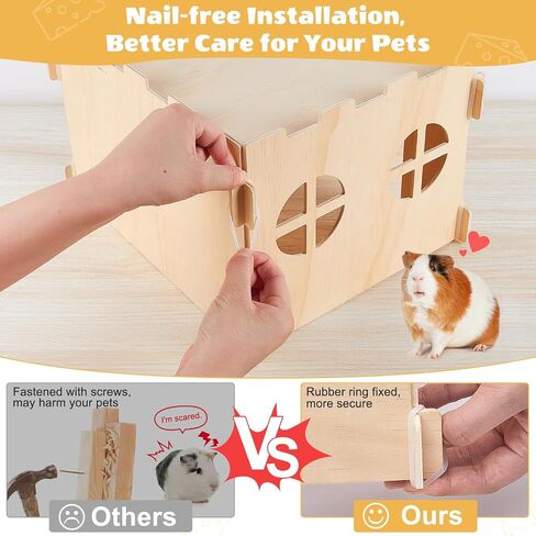 Unicorn Catcher 2 Pack Wooden Guinea Pig Hideout House with Stairs & Mats in Kuwait