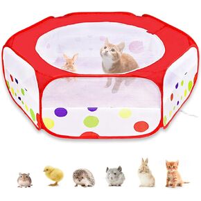 XIRGS Small Animal Playpen, Pet Playpen for Cat/Rabbit/Hamster/Guinea Pig/Bunny/Ferret/Kitten Toys Chick Brooder Box Cage Tent Pop Up Play Pen with Cover, Portable Play Yard Indoor Outdoor Waterproof in Saudi Arabia