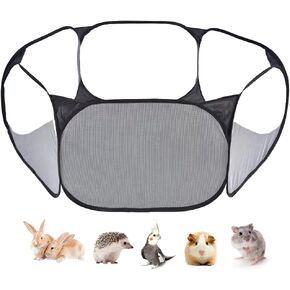 LAIRIES Small Animals Tent, Breathable Transparent Pet Playpen Pop Up Playpen Open Outdoor/Indoor Exercise Fence, Portable Yard Fence for Guinea Pig, Rabbit, Hamster, Chinchillas and Hedgehogs