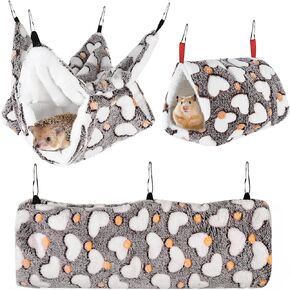 Small Pet Cage Hammock Set, 3 Pieces Small Pet Cage Hammock Hanging Tunnel Bedding Hanging Bed Cage, Hammock Hanging Tunnel Rat House for Parrot Hamster Rat Squirrel Playing Sleeping (Coffee Color) in Kuwait