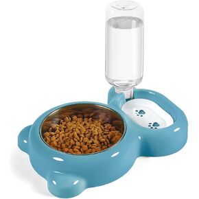 Dog Bowls, Cat Food and Water Bowl Set with Water Dispenser and Stainless Steel Bowl for Cats and Small Dogs - Pink