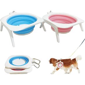 PETMIMIXD Dog Bowl Pet Collapsible Bowls, 2 Pack Elevated Dog Travel Bowls for Cats Dogs, Portable Pet Feeding Water Dish for Walking Parking Traveling Camping with 2 Carabiners in Saudi Arabia