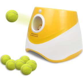 tokenkuko التلقائي الكلب الكرة قاذفة، التفاعلية الكلب كرة التنس رمي آلة اللعب، التفاعلية الكلب الكرة داخلي وخارجي قاذف مسافة 10-30ft للكلاب الصغيرة والمتوسطة الحجم مع 6 كرات التنس in Kuwait