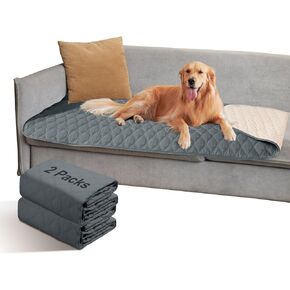 2 Pack Waterproof Dog Bed Cover Blanket Non Slip Couch Cover for Pets Medium Dog Cat Kids Children Sofa Furniture Protector(54"×82", Dark Grey)
