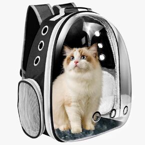 Cat Backpack Carrier, Pet Cat Carrier with Ventilated Design for Carrying Puppy Cats, Pet Carrier Back Pack Bag Space Capsule for Traveling/Hiking/Camping/Outdoors (Pink)
