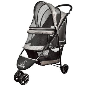 ROODO Escort 3 Wheel Dog Cat Pet Stroller for Small/Medium Dogs Cats Best Lightweight Foldable Portable Compact Jogger All Terrain Travel Pet Gear System Puppy Doggie Bunny Kitty Stroller(Grey)