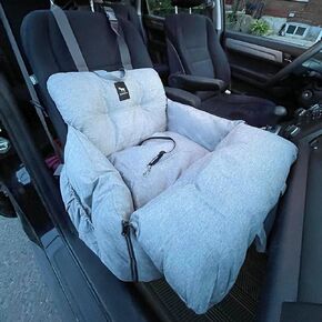 JACKO & CO - Premium Dog Car Seat & Bed for Small & Medium Dogs up to 30lbs, Soft Travel Bed & Carrier Bag for Pets, Puppies, Cats for Front & Back Seat, Machine Washable & Water Resistant (Grey)