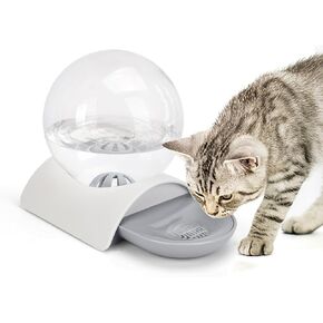 موزع مياه للكلاب من SubClap، موزع مياه للحيوانات الأليفة سعة 2.8 لتر، وعاء ماء تلقائي للقطط بالجاذبية بالداخل، بدون موزع مياه للقطط للقطط والكلاب، مغذي أطباق مياه كروي قابل للفصل، رمادي in Kuwait