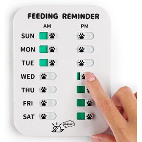 YAUYIK Pet Feeding Reminder for Dogs Cats, Magnetic Reminder Sticker Sign, AM/PM Daily Indication, Dog Accessories Helps You to Track Pet Feeding & Medication (White)