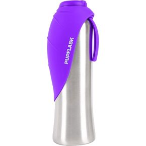 زجاجة مياه كبيرة للكلاب من PupFlask | 27 أو 40 أونصة من الفولاذ المقاوم للصدأ | موزع مياه مناسب للحيوانات الأليفة | وعاء ماء محمول للسفر على شكل جرو | زجاجة مقاومة للتسرب بحجم مثالي لجميع سلالات الكلاب