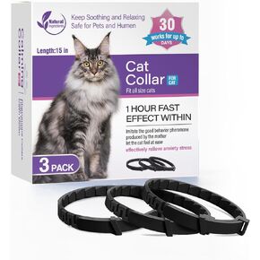3 Pack Calming Collar for Cats and Kittens Pheromone Collar Efficient Relieve Reduce Anxiety Stress Pheromones Calm Relaxing Comfortable Breakaway Collars Adjustable for Small, Medium Large Cat