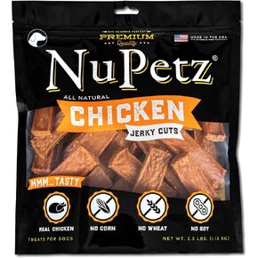 NuPetz: Natural Real Chicken Jerky Cuts - 2.5 lbs - Premium Dog Treats, Real Chicken, No Corn- Wheat-Soy, Training & Reward, Made in The USA in Saudi Arabia