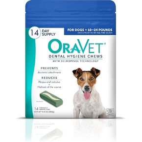 ORAVET Dental Chews for Dogs, Oral Care and Hygiene Chews (Small Dogs, 10-24 lbs.) Blue Pouch, 30 Count