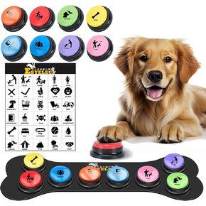 6 Pcs Dog Talking Button Set, Dog Buttons for Communication 30s Voice Recording Speaking Button Pet Speech Training Buzzers with 30 Scene Stickers and Waterproof Anti-Slip Mat for Animal Training in Saudi Arabia