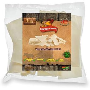 Natural Rawhide Chips – Premium Long-Lasting Dog Treats with Thick Cut Beef Hides (5 Lb)