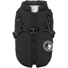 Gyuzh Dog Coat with Harness Winter Dog Coat Fleece Dog Jacket Waterproof Dog Coat Zipper Dog Jacket Puppy Coat Small Dog Clothes Dog Coat with Reflective Harness for Smal Medium Large Dogs