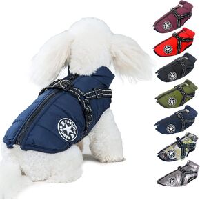 Warm Dog Winter Coat, Fashion Sports Dog Cold Weather Jacket with Built-in Harness, Reflective & Adjustable Comfortable Pet Vest, Waterproof Windproof Dog Apparel for Small Dogs (Green)
