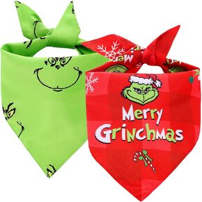 Christmas Dog Bandanas Gifts for Boy Girl, 2 Pcs Premium Durable Square Dog Costumes Bandanas for Large Dogs, Unique Design Style Adjustable Kerchief, Xmas Holiday Party Birthday Dog Outfits in Saudi Arabia