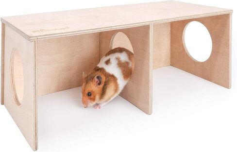 ألعاب Niteangel Hamster Secret Peep Shed المكونة من غرفتين للمخبأ واستكشاف الأنفاق (صغيرة - للهامستر القزم) in Kuwait