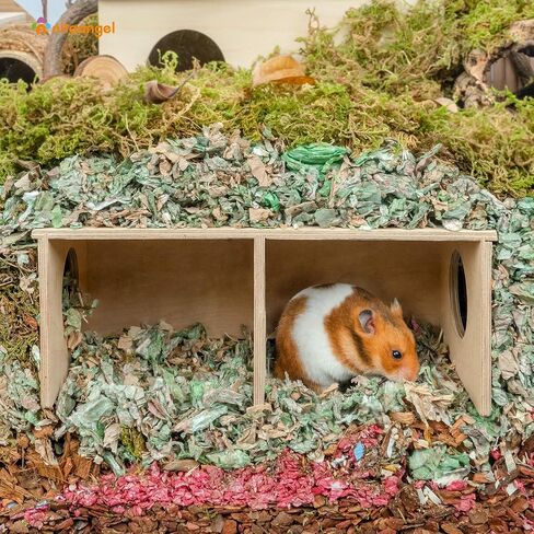 ألعاب Niteangel Hamster Secret Peep Shed المكونة من غرفتين للمخبأ واستكشاف الأنفاق (صغيرة - للهامستر القزم) in Kuwait